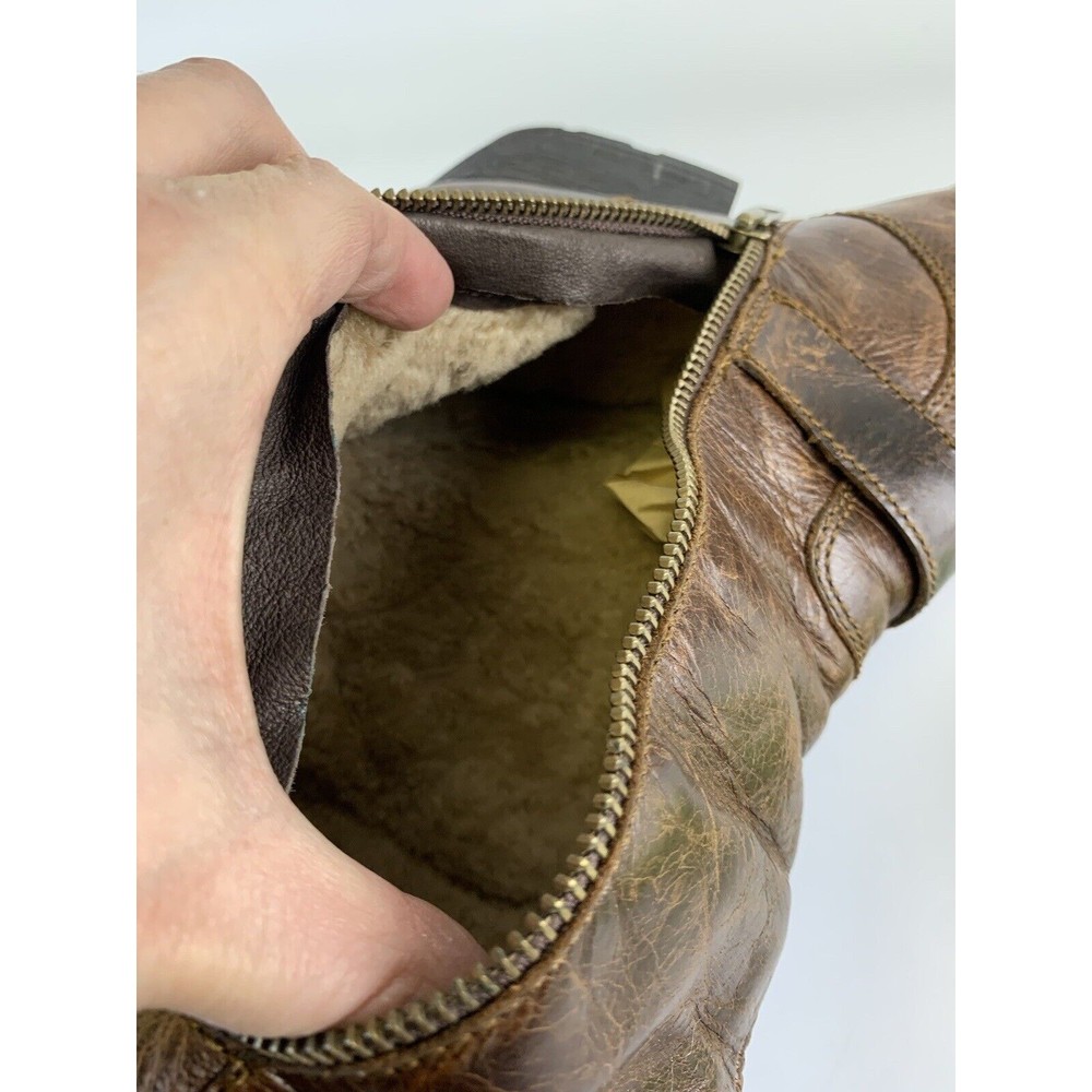 Born Randi Boots Tall Heel Shearling Lined Brown Distressed Leather Womens 11 - Picture 14 of 16